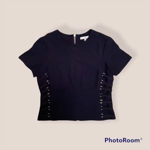 Jenn. cropped navy blue top